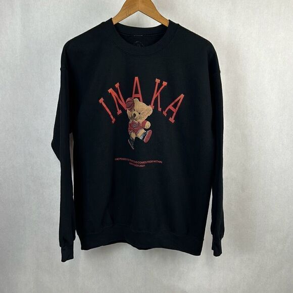 Inaka Power Teddy Bear Sweatshirt Crew Neck Sz Large *READ* Black 2021 Mens Wome - Picture 1 of 5